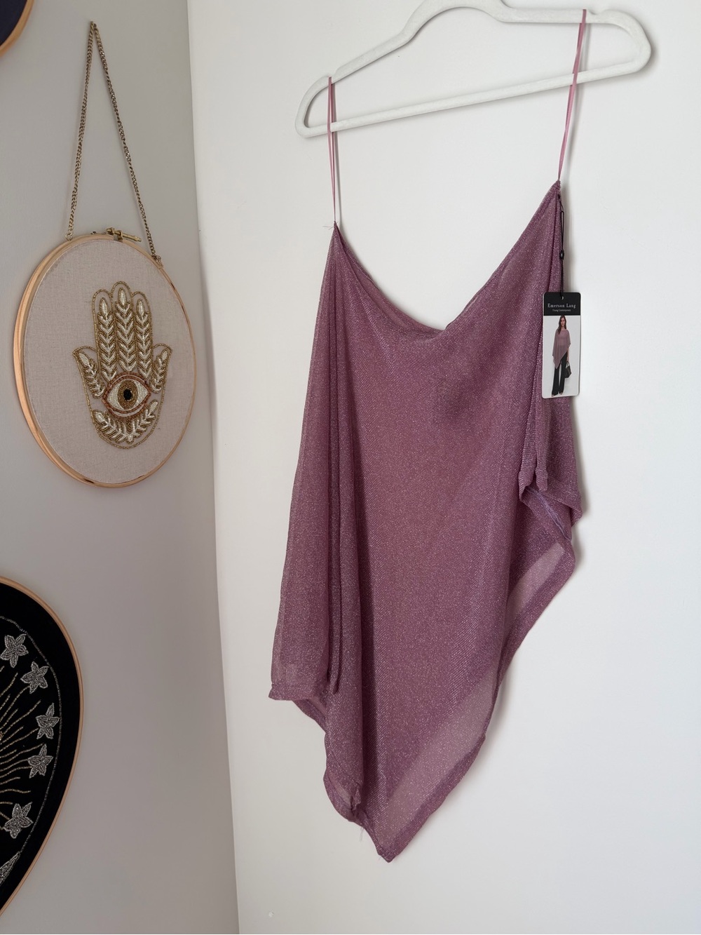 Emerson lang pink shimmer Asymmetric poncho Top